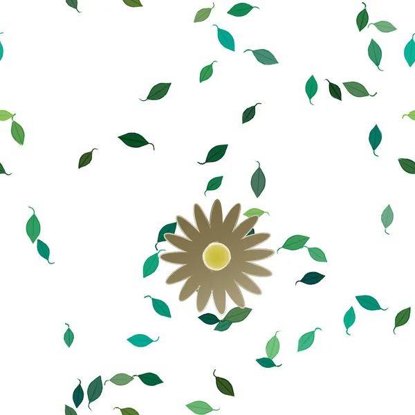 Fleurs Simples Avec Des Feuilles Vertes Composition Libre Illustration Vectorielle — Image vectorielle