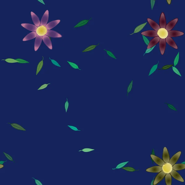 Composition Libre Avec Des Fleurs Des Feuilles Colorées Simples Pour — Image vectorielle