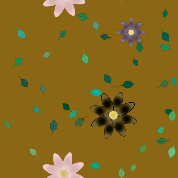 Gratis Compositie Met Eenvoudige Kleurrijke Bloemen Bladeren Voor Behang Vector — Stockvector