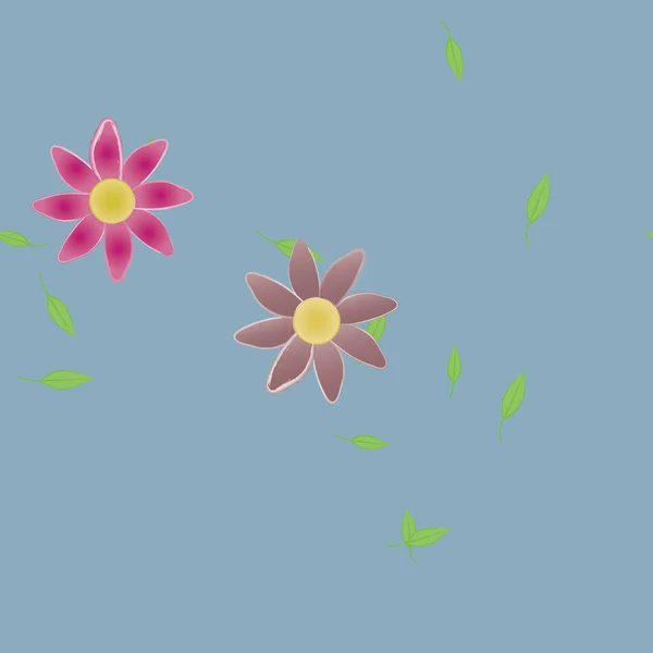 Composição Livre Com Flores Coloridas Simples Folhas Para Papel Parede — Vetor de Stock