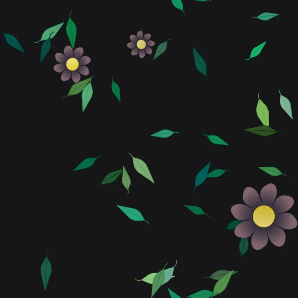 Composición Libre Con Flores Colores Simples Hojas Verdes Para Papel — Archivo Imágenes Vectoriales