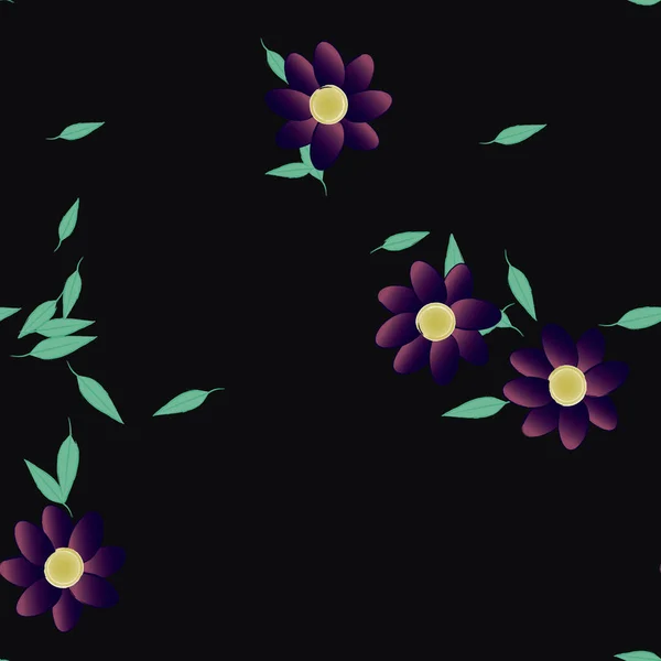 無料構成で緑の葉を持つシンプルな花 ベクトル図 — ストックベクタ