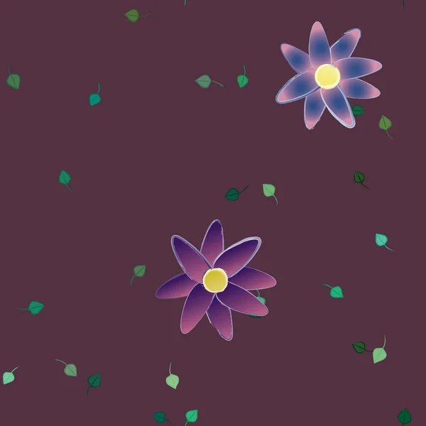 Composición Libre Con Flores Colores Simples Hojas Verdes Para Papel — Vector de stock