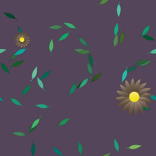 Composition Libre Avec Des Fleurs Des Feuilles Colorées Simples Pour — Image vectorielle