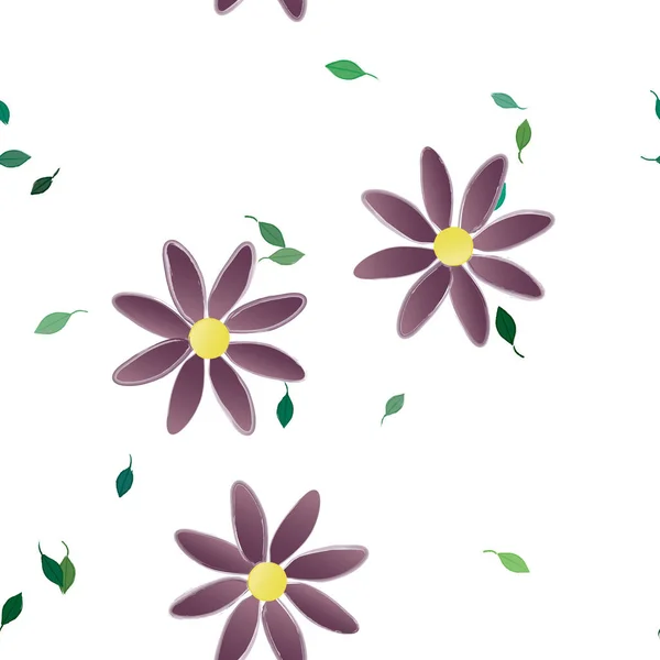 Gratis Compositie Met Eenvoudige Kleurrijke Bloemen Bladeren Voor Behang Vector — Stockvector