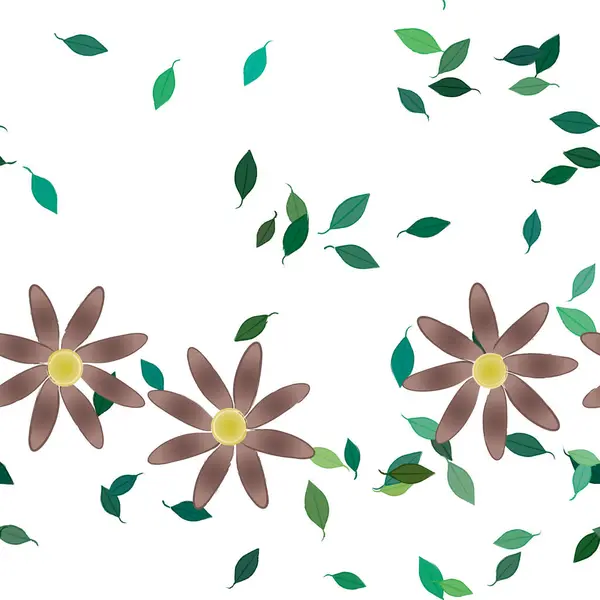 Volná Kompozice Jednoduchými Barevnými Květy Listy Tapetu Vektorová Ilustrace — Stockový vektor