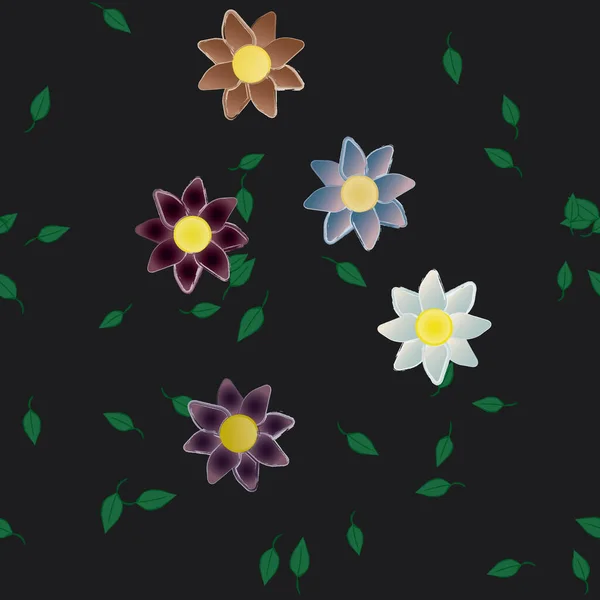 Composição Livre Com Flores Coloridas Simples Folhas Para Papel Parede —  Vetores de Stock