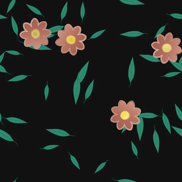 Gratis Compositie Met Eenvoudige Kleurrijke Bloemen Bladeren Voor Behang Vector — Stockvector