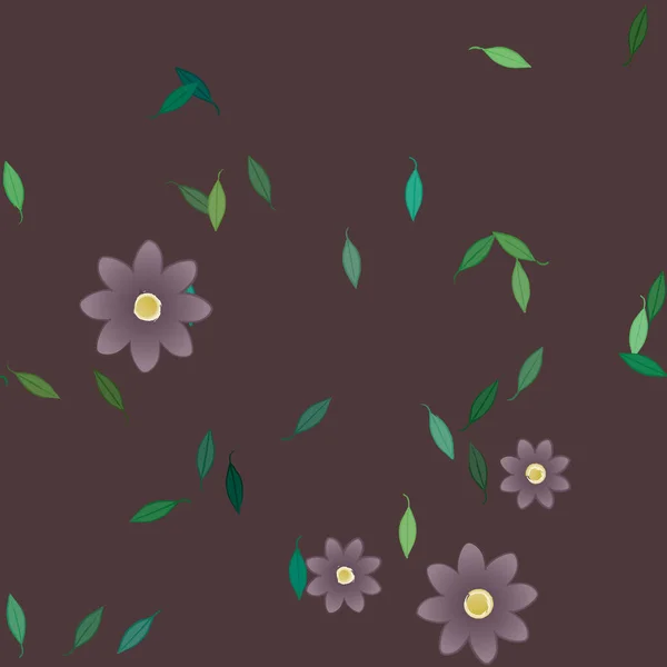 Composición Libre Con Flores Colores Simples Hojas Verdes Para Papel — Archivo Imágenes Vectoriales