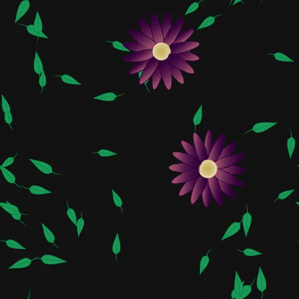 Composition Libre Avec Des Fleurs Des Feuilles Colorées Simples Pour — Image vectorielle