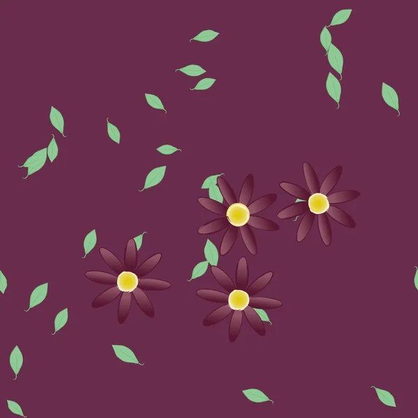 Composition Libre Avec Des Fleurs Colorées Simples Feuilles Vertes Pour — Image vectorielle