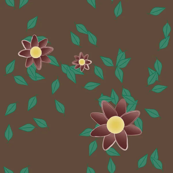 Composição Livre Com Flores Coloridas Simples Folhas Para Papel Parede — Vetor de Stock