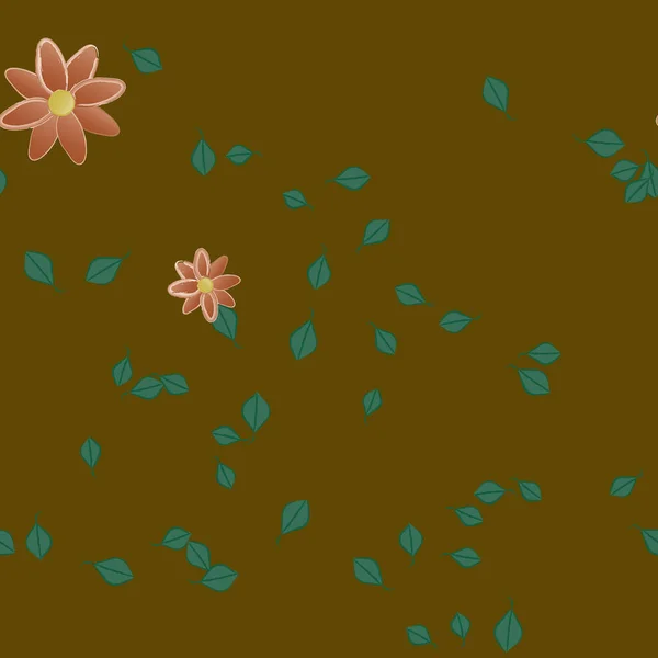 Gratis Compositie Met Eenvoudige Kleurrijke Bloemen Bladeren Voor Behang Vector — Stockvector