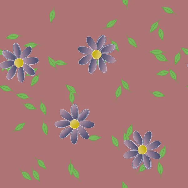 Composición Libre Con Flores Colores Simples Hojas Verdes Para Papel — Vector de stock