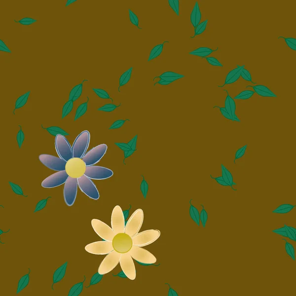 Composition Libre Avec Des Fleurs Des Feuilles Colorées Simples Pour — Image vectorielle