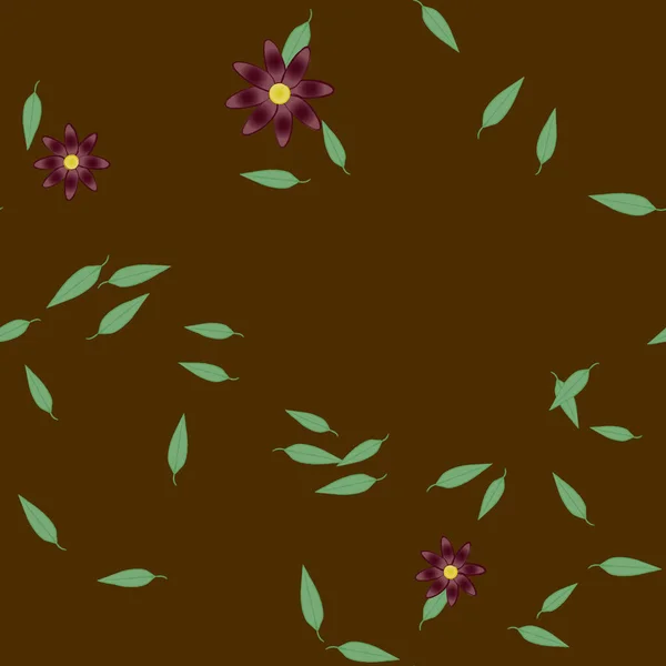 壁紙のためのシンプルなカラフルな花や葉と無料の組成物 ベクトルイラスト — ストックベクタ