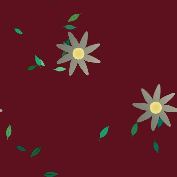 Fleurs Simples Avec Des Feuilles Vertes Composition Libre Illustration Vectorielle — Image vectorielle