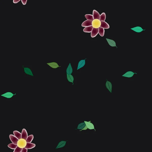 Composição Livre Com Flores Coloridas Simples Folhas Para Papel Parede —  Vetores de Stock