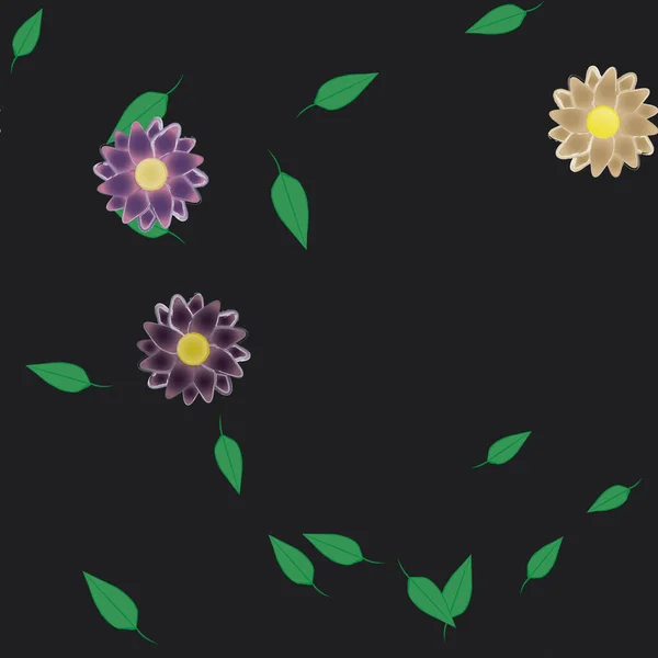 Gratis Compositie Met Eenvoudige Kleurrijke Bloemen Bladeren Voor Behang Vector — Stockvector