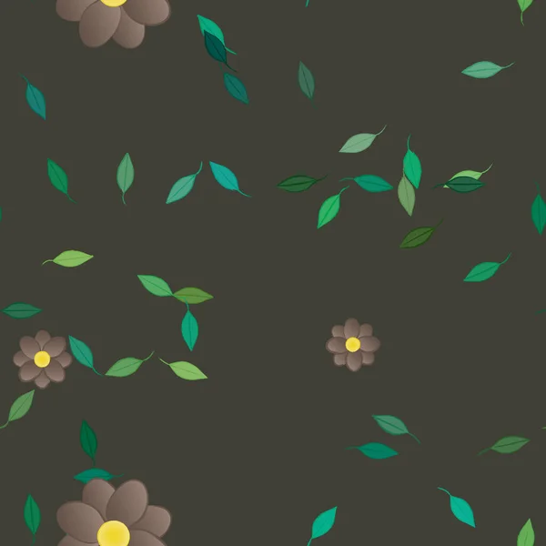 Fleurs Simples Avec Des Feuilles Vertes Composition Libre Illustration Vectorielle — Image vectorielle