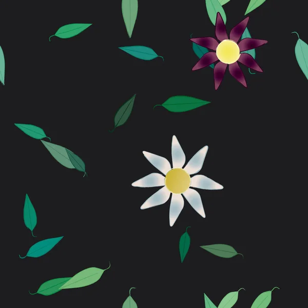 Gratis Compositie Met Eenvoudige Kleurrijke Bloemen Bladeren Voor Behang Vector — Stockvector