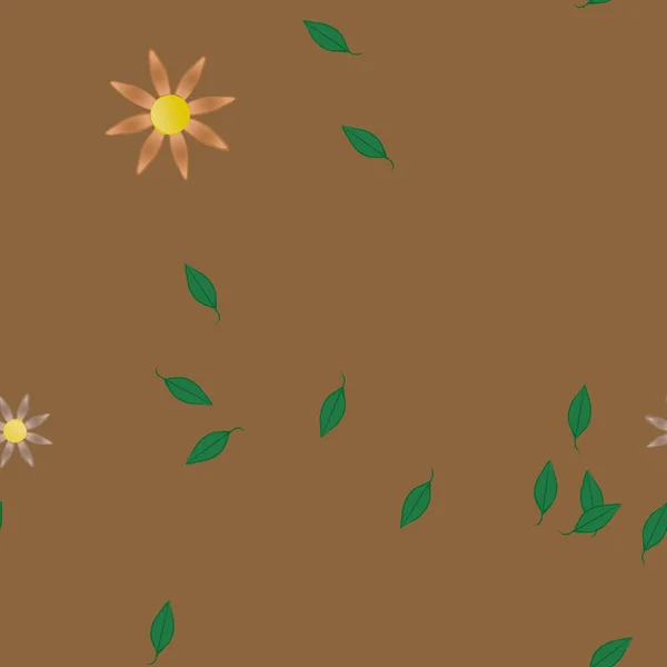 Flores Simples Con Hojas Verdes Composición Libre Ilustración Vectorial — Archivo Imágenes Vectoriales