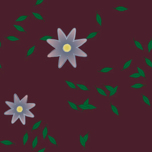 Fleurs Simples Avec Des Feuilles Vertes Composition Libre Illustration Vectorielle — Image vectorielle