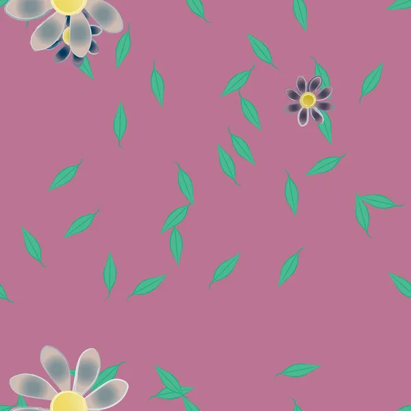 Fleurs Simples Avec Des Feuilles Vertes Composition Libre Illustration Vectorielle — Image vectorielle