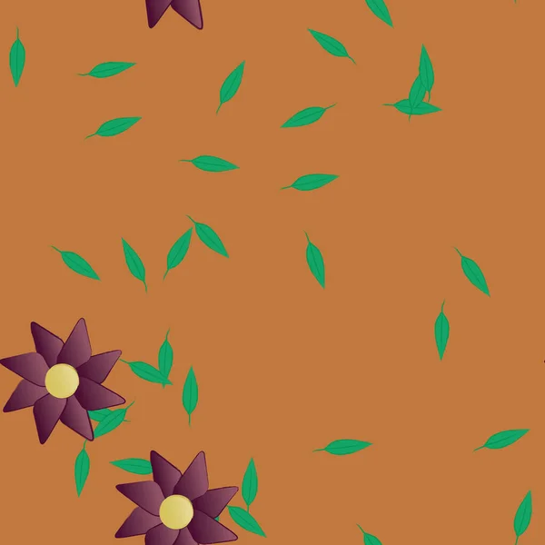 Flores Simples Con Hojas Verdes Composición Libre Ilustración Vectorial — Archivo Imágenes Vectoriales