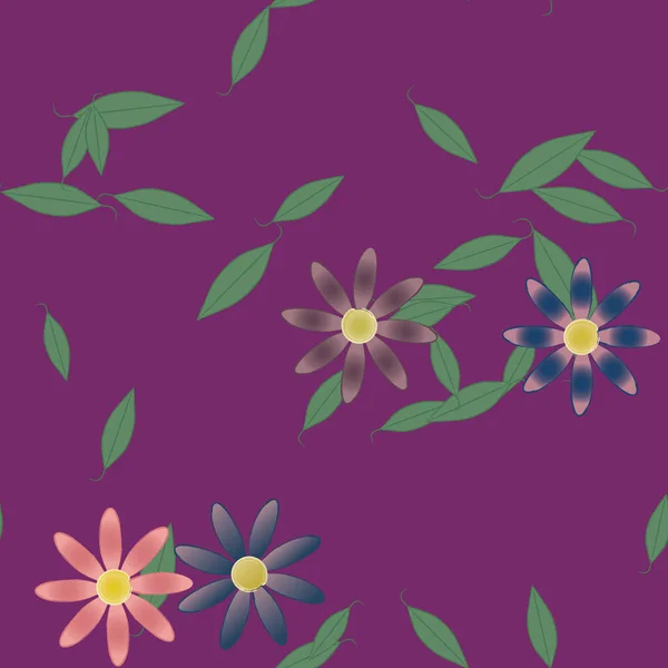 Fleurs Simples Avec Des Feuilles Vertes Composition Libre Illustration Vectorielle — Image vectorielle