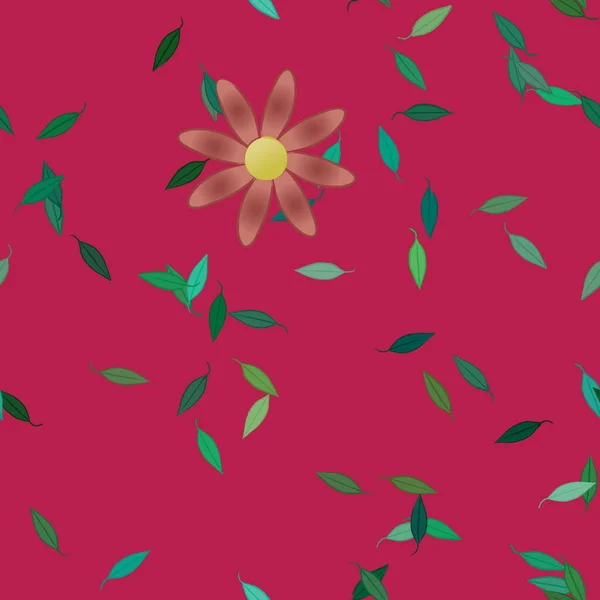 Fleurs Simples Avec Des Feuilles Vertes Composition Libre Illustration Vectorielle — Image vectorielle