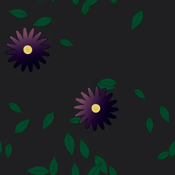 Fleurs Simples Avec Des Feuilles Vertes Composition Libre Illustration Vectorielle — Image vectorielle