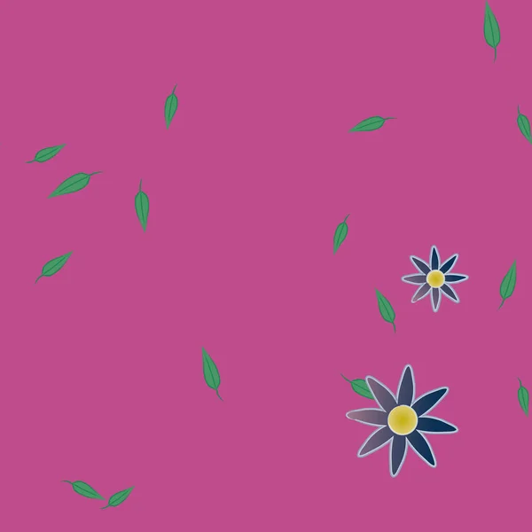 Flores Simples Con Hojas Verdes Composición Libre Ilustración Vectorial — Archivo Imágenes Vectoriales