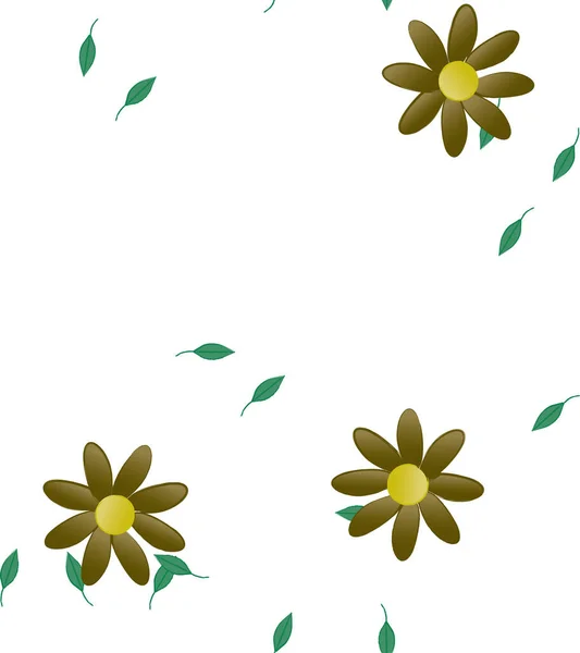 Fleurs Simples Avec Des Feuilles Vertes Composition Libre Illustration Vectorielle — Image vectorielle