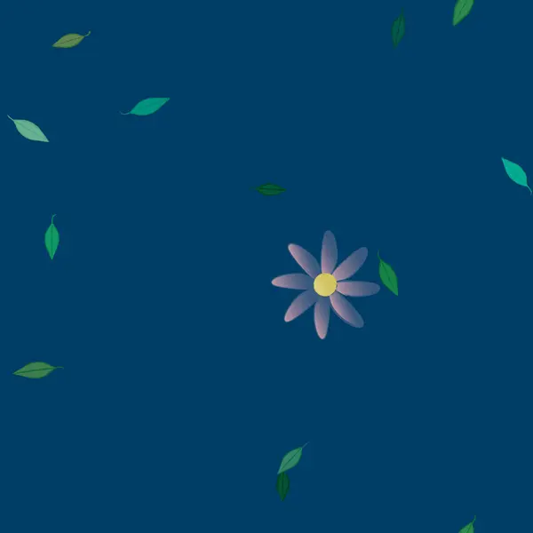 Flores Simples Con Hojas Verdes Composición Libre Ilustración Vectorial — Vector de stock