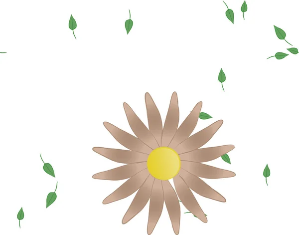 Flores Simples Con Hojas Verdes Composición Libre Ilustración Vectorial — Vector de stock