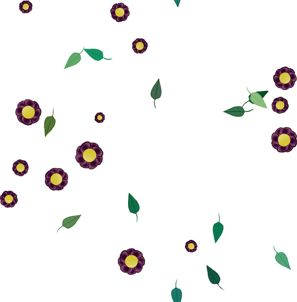 Flores Simples Con Hojas Verdes Composición Libre Ilustración Vectorial — Vector de stock