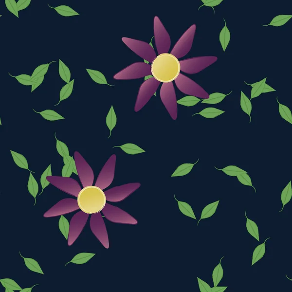 Fleurs Simples Avec Des Feuilles Vertes Composition Libre Illustration Vectorielle — Image vectorielle