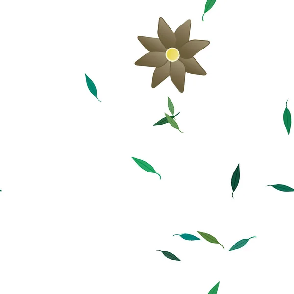 Fleurs Simples Avec Des Feuilles Vertes Composition Libre Illustration Vectorielle — Image vectorielle