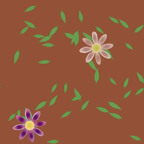 Fleurs Simples Avec Des Feuilles Vertes Composition Libre Illustration Vectorielle — Image vectorielle