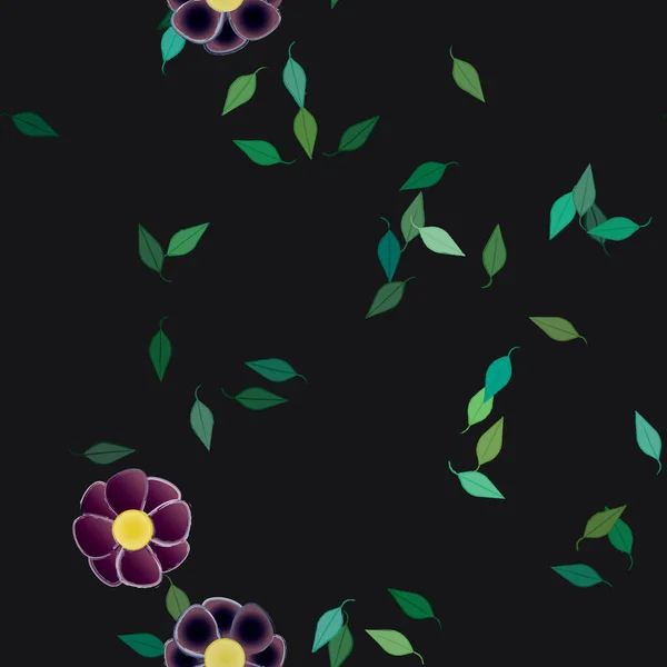 Fleurs Simples Avec Des Feuilles Vertes Composition Libre Illustration Vectorielle — Image vectorielle