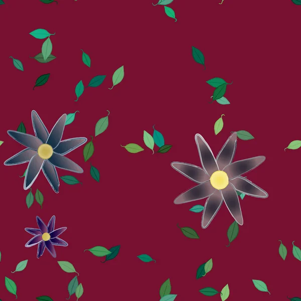 Fleurs Simples Avec Des Feuilles Vertes Composition Libre Illustration Vectorielle — Image vectorielle