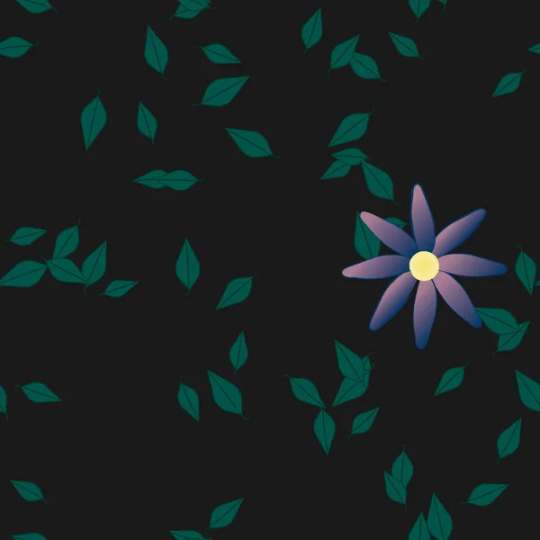 Fleurs Simples Avec Des Feuilles Vertes Composition Libre Illustration Vectorielle — Image vectorielle