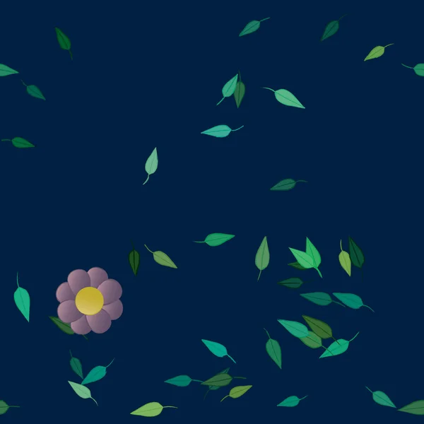 Fleurs Simples Avec Des Feuilles Vertes Composition Libre Illustration Vectorielle — Image vectorielle