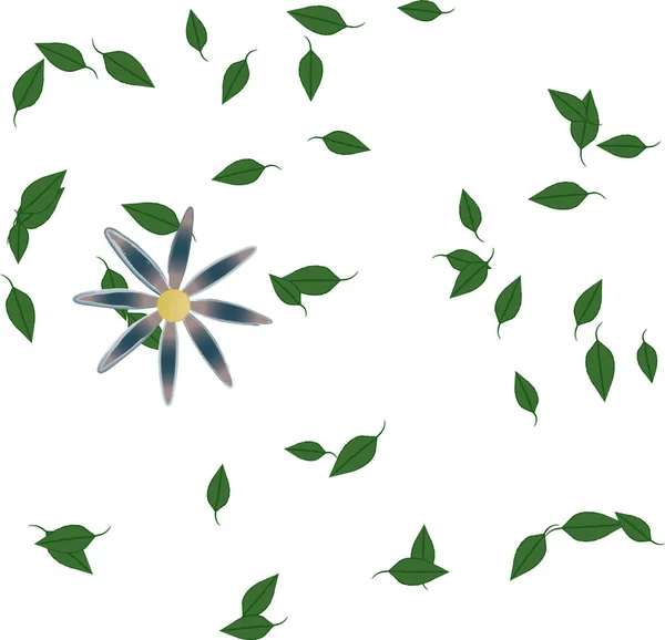 Eenvoudige Bloemen Met Groene Bladeren Vrije Samenstelling Vector Illustratie — Stockvector