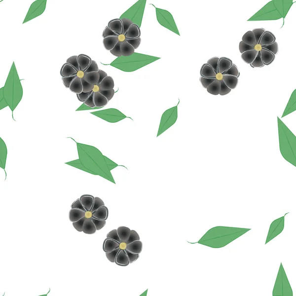 Flores Simples Con Hojas Verdes Composición Libre Ilustración Vectorial — Vector de stock