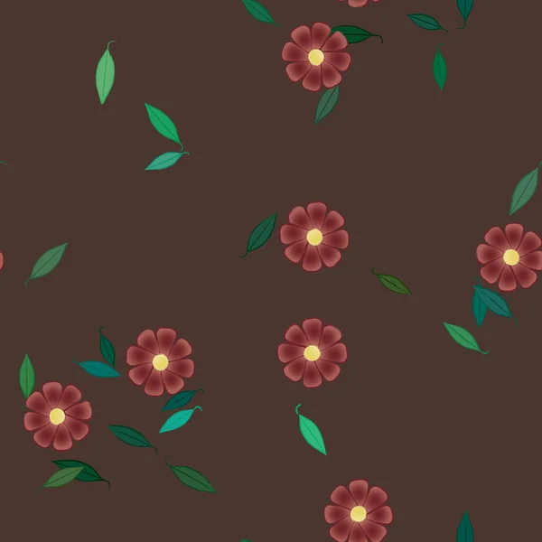 Fleurs Simples Avec Des Feuilles Vertes Composition Libre Illustration Vectorielle — Image vectorielle