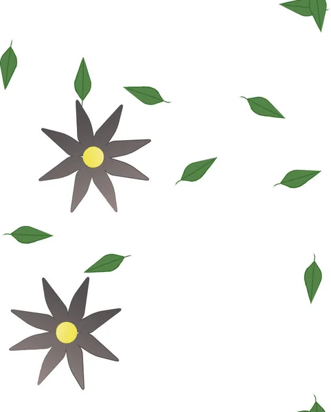 Eenvoudige Bloemen Met Groene Bladeren Vrije Samenstelling Vector Illustratie — Stockvector