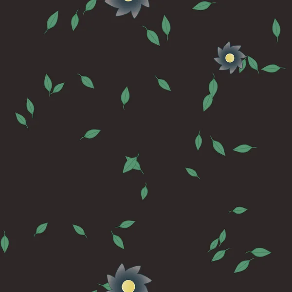 Eenvoudige Bloemen Met Groene Bladeren Vrije Samenstelling Vector Illustratie — Stockvector