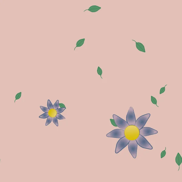 Flores Simples Con Hojas Verdes Composición Libre Ilustración Vectorial — Archivo Imágenes Vectoriales